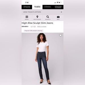 WHBM High-Rise Slim Sculpt dk blue distressed jean by White House Black Market